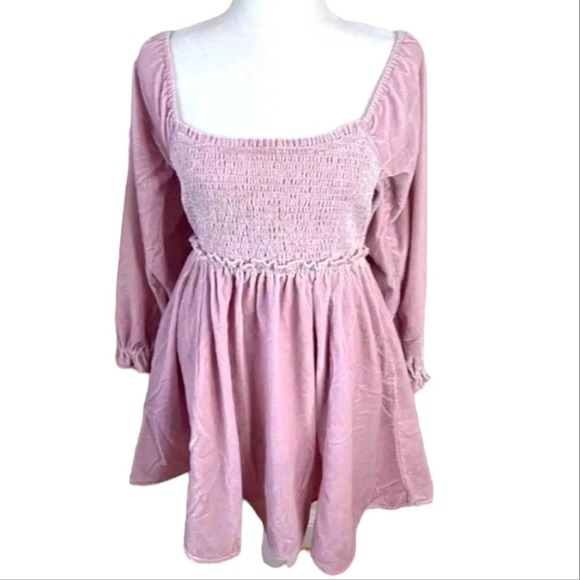 Free People Dresses & Skirts - NWOT Free People Daphne Velvet Puffed Sleeve Lace Up Back Dress Moonlit Orchid